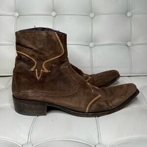 MARK NASON 67301 Suede Leather Brown Rocker Boots Size 12